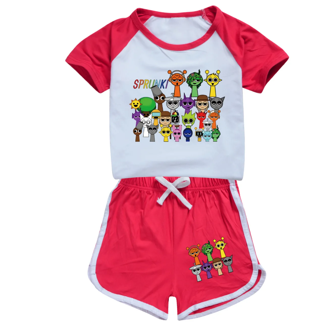 Newest Sprunki Costume Baby Girls Game Incredibox Clothes Kids SportSuit Toddler Boys T Shirt + Shorts 2pcs Set Children's Sets