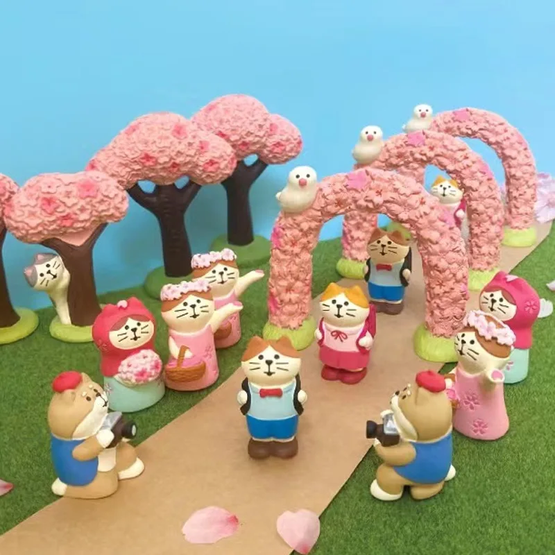 Creatieve Regenboog Kat Actiefiguren Zomer Pruimenregen Serie Miniatuur Fotografie Prop Ornament Accessorie Auto Interieur Desktop