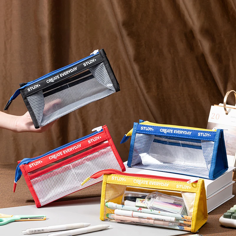 

Hot sale Large Capacity Transparent Pencil Case Multiple Layers Visible Pencil Box Portable Dirt-resistant Stationery Organizer