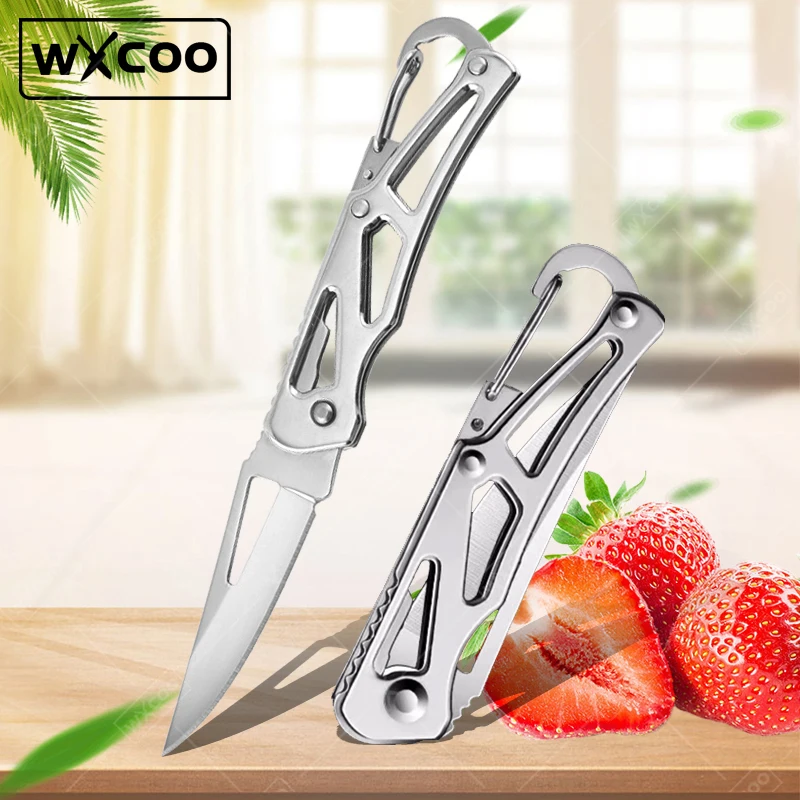 【セール中】Wxcoo-ステンレス鋼のポータブル包丁、キーホルダー、肉切り包丁、果物のスライスと皮むき、キッチン切断