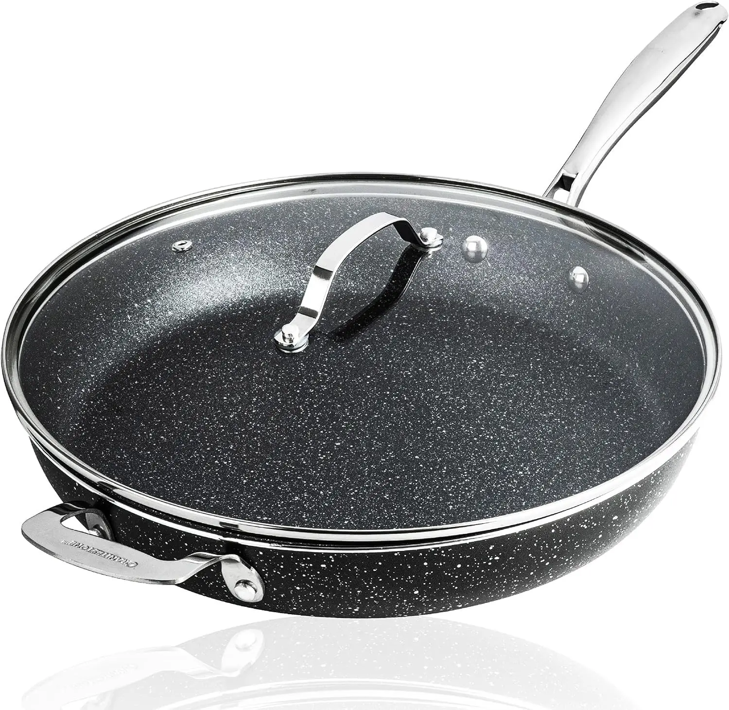 14 Inch Frying Pan with Lid, Large Non Stick Skillet for Cooking, Nonstick, Ultra Durable Mineral and Diamond Coating