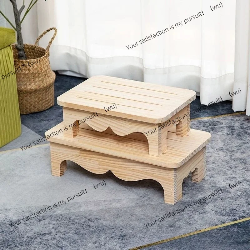 Solid Wood Step Stool Portable Foot Rest Stool Under Desk Bedside Wooden Foot Stool For Home Storage Multi-purpose