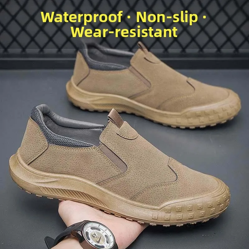 

Casual Men's Summer Thin Breathable Slip-On Work Shoes Waterproof Anti-Slip Wear-Resistant Lightweight Comfortable Constructi...