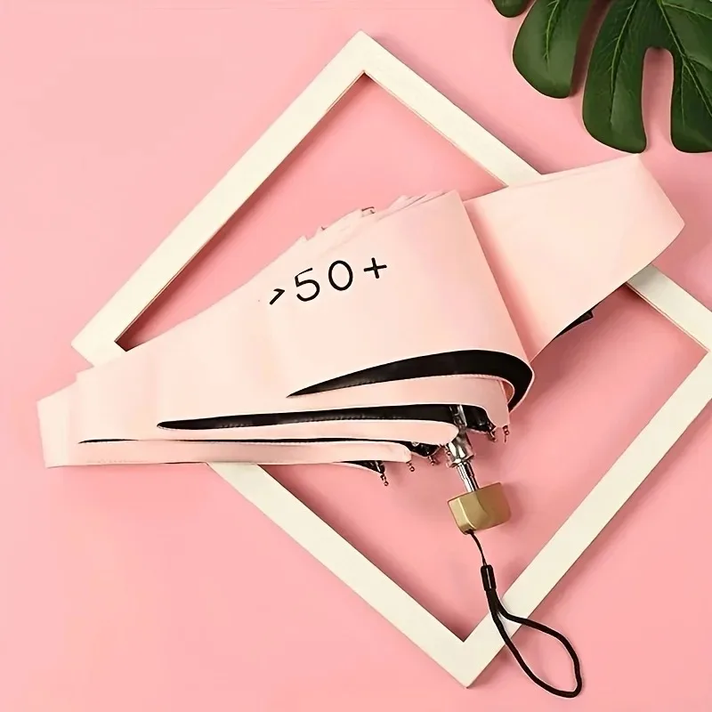 1Piece Mini Folding Travel Umbrella 8 Ribs Compact Pocket Windproof Rainproof Sunshade Daily Use UPF 50+ for Travel