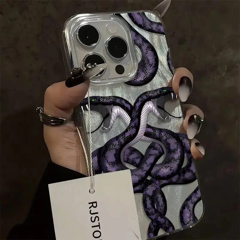 2025 Double-Headed Purple Snake FOR iPhone16 Pro Phone Case iPhone14/15Plus Creative Personality 13 Soft xsmax