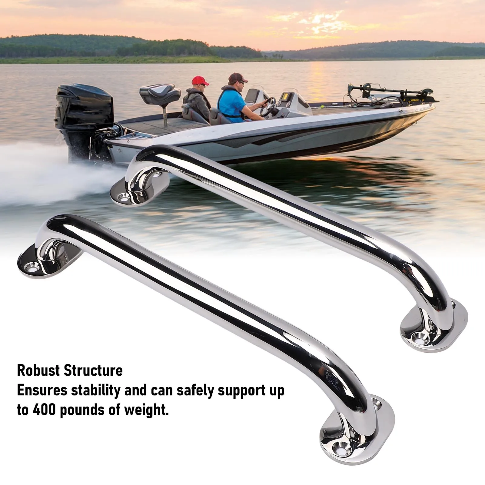 2 قطعة مقابض القارب 12 بوصة الثقيلة مصقول قارب من الفولاذ المقاوم للصدأ انتزاع مقبض السكك الحديدية مع شفة ومسمار لليخ