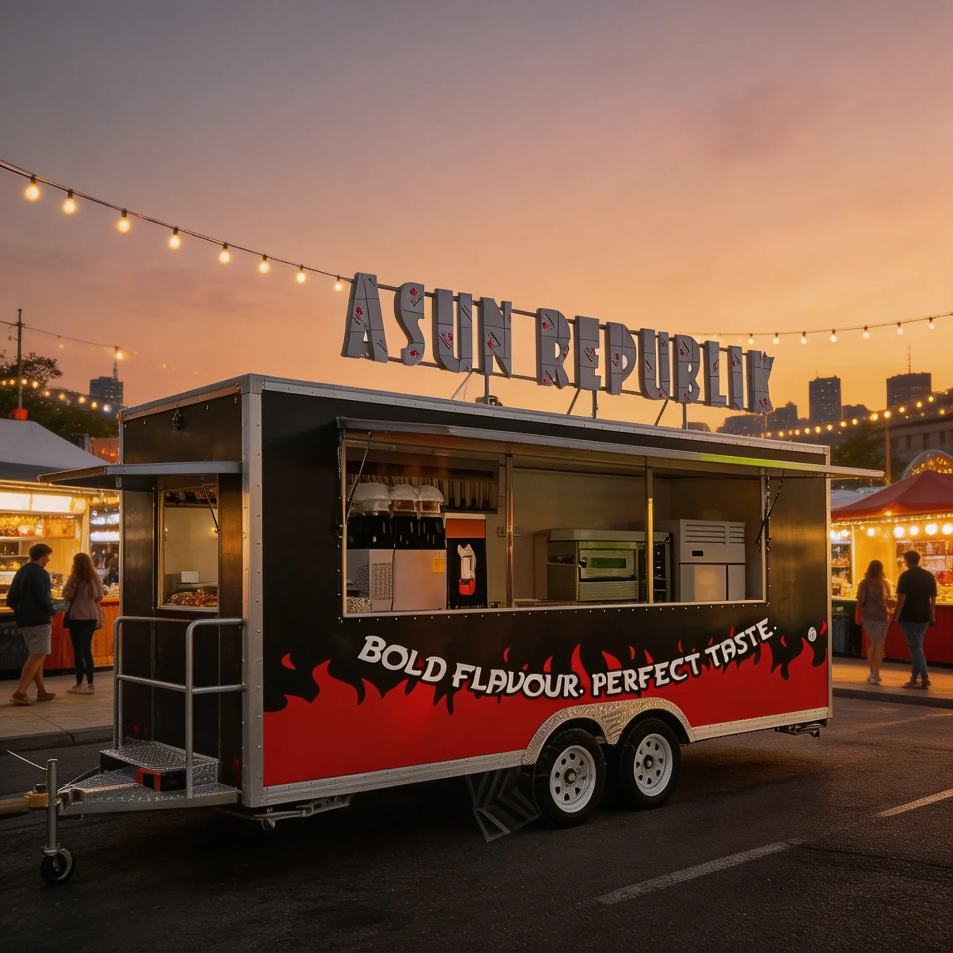 

Commercial Standards Food Trailer Cart Mobile Ice Cream & Coffee Van with Fully Equipped Kitchen for Sale for Candy Application