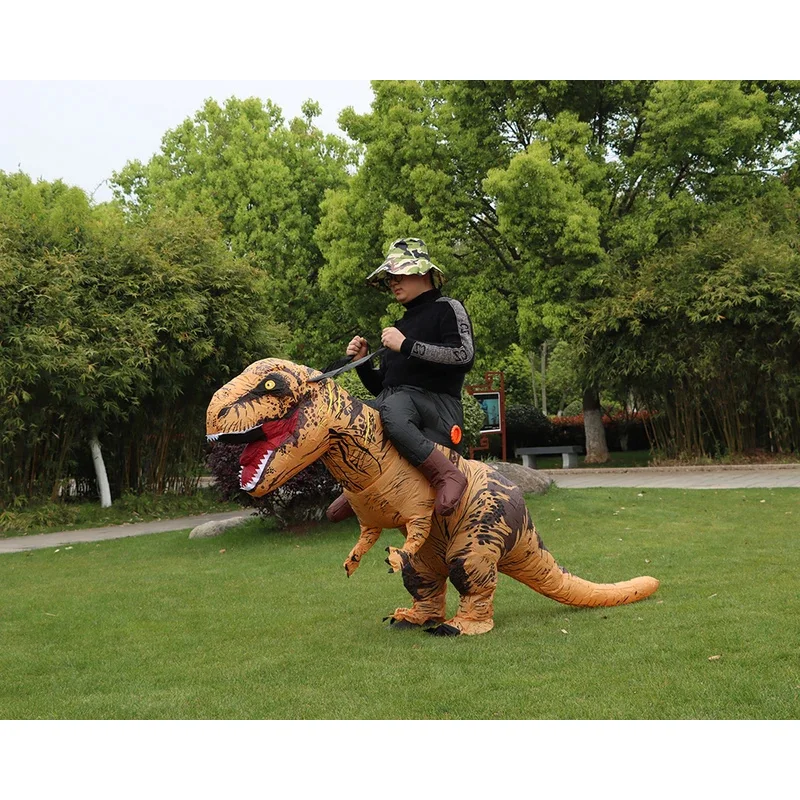 T-REX الوحش نفخ زي تفجير تأثيري ديناصور الملابس كرنفال هالوين عيد الميلاد فستان للرجل امرأة عرض الحفلات