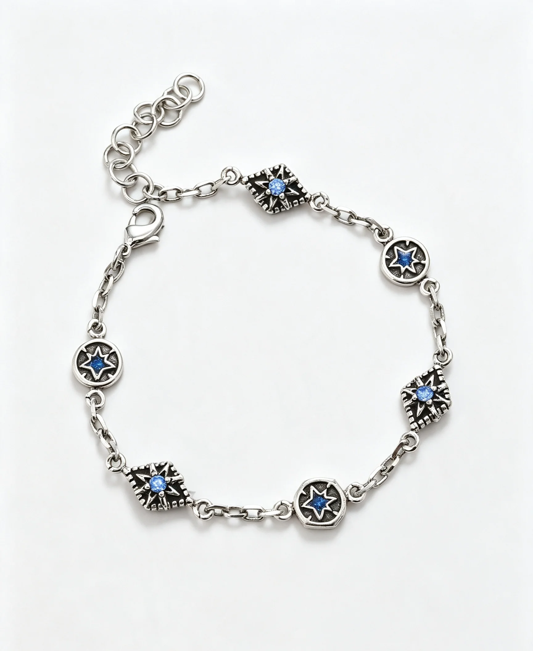Sweet and Cool Style Eight-Pointed Star Blue Zircon Bracelet for Women, Ins-Style Light Luxury, High-End Feel, Trendy Niche, Exquisite Hand Jewelry