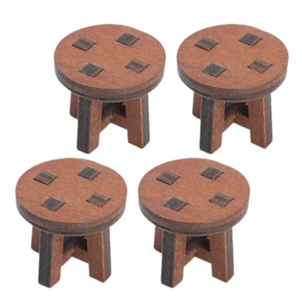 

4Pcs Realistic Mini Wooden Chair Decor with Rounded Edges Ideal for Dollhouse Miniature Scene Decoration Holiday Gift Kids Play