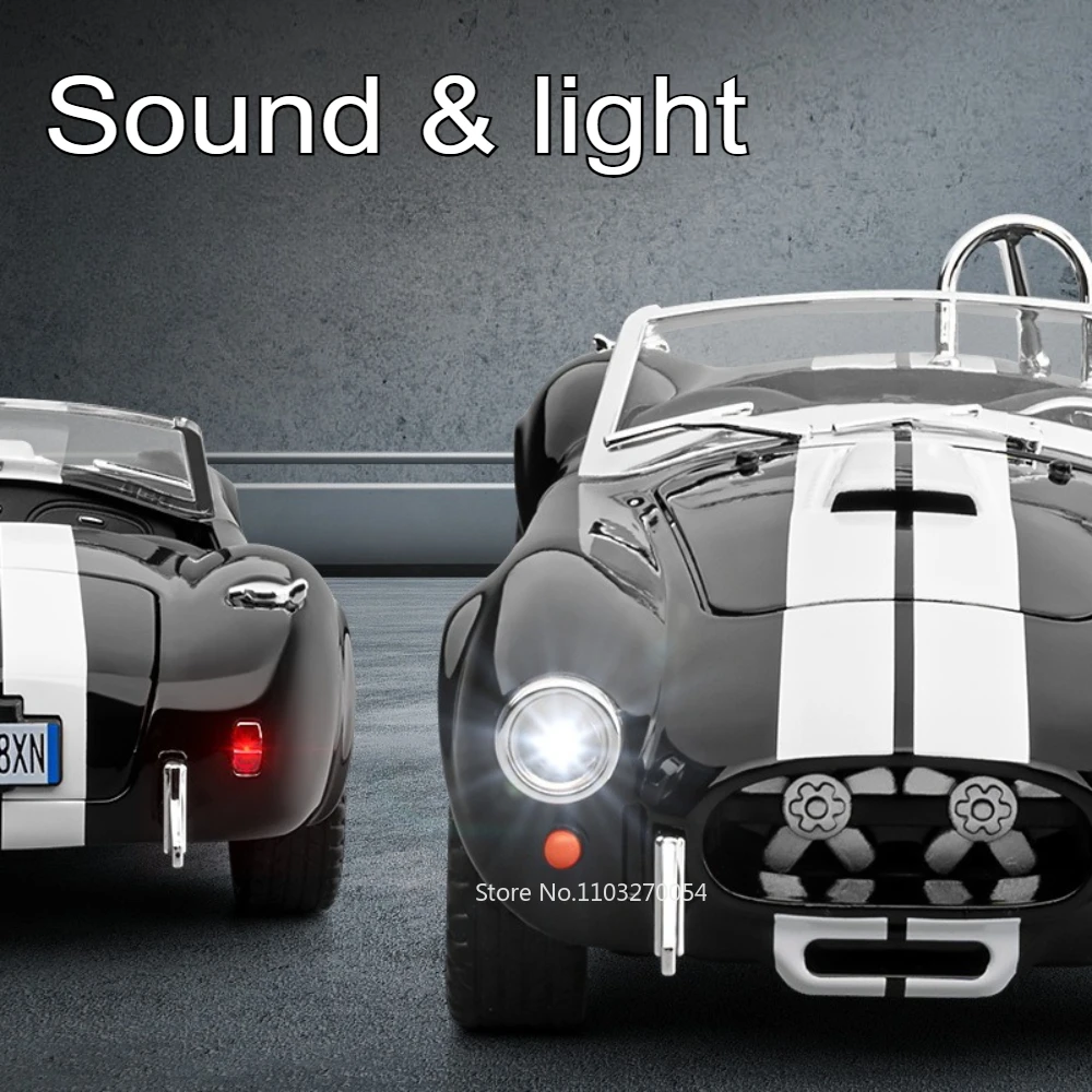 1:22 Shelby Cobra 427 300SL Alloy Diecast Sport Cars Model Toy Wheel Pull Back Miniature Car Light Sound Vehicle Kids Adult Gift view 2