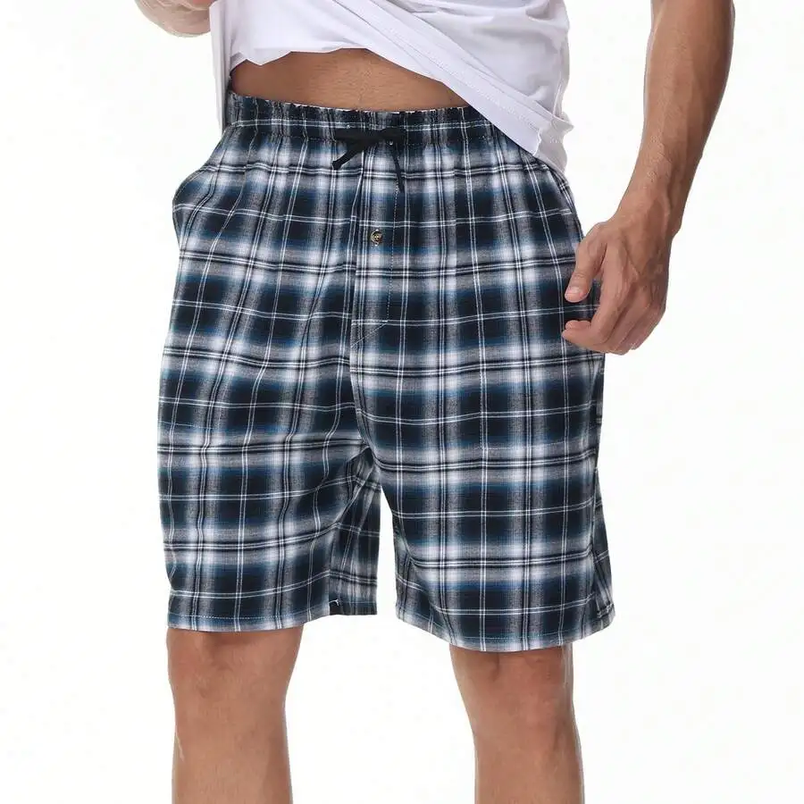 

Mens Casual Plaid Shorts With Button And Drawstring Waist Regular Fit Spring Summer Fall