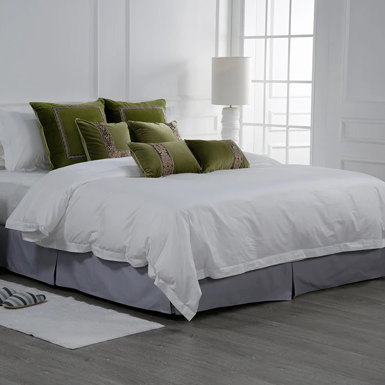 Wholesale 400TC 100% Cotton White Satin King Queen Bedding Set Luxury Flat Sheet Quilt Cover Pillow Case