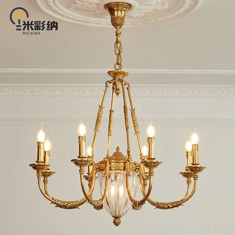 

Латунная люстра во французском стиле, роскошный минималистичный светильник для гостиной, спальни, столовой, кабинета в европейской вилле