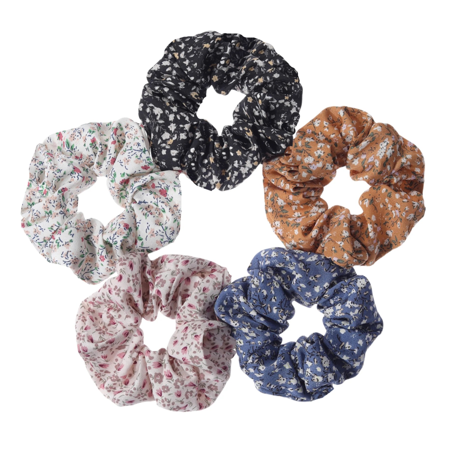 

5pcs/lot Hair Holder Headwear Cute Sweet Accessories Elastic Scrunchies Grandes Ties Print Ditsy Floral Women Girls Scrunchy