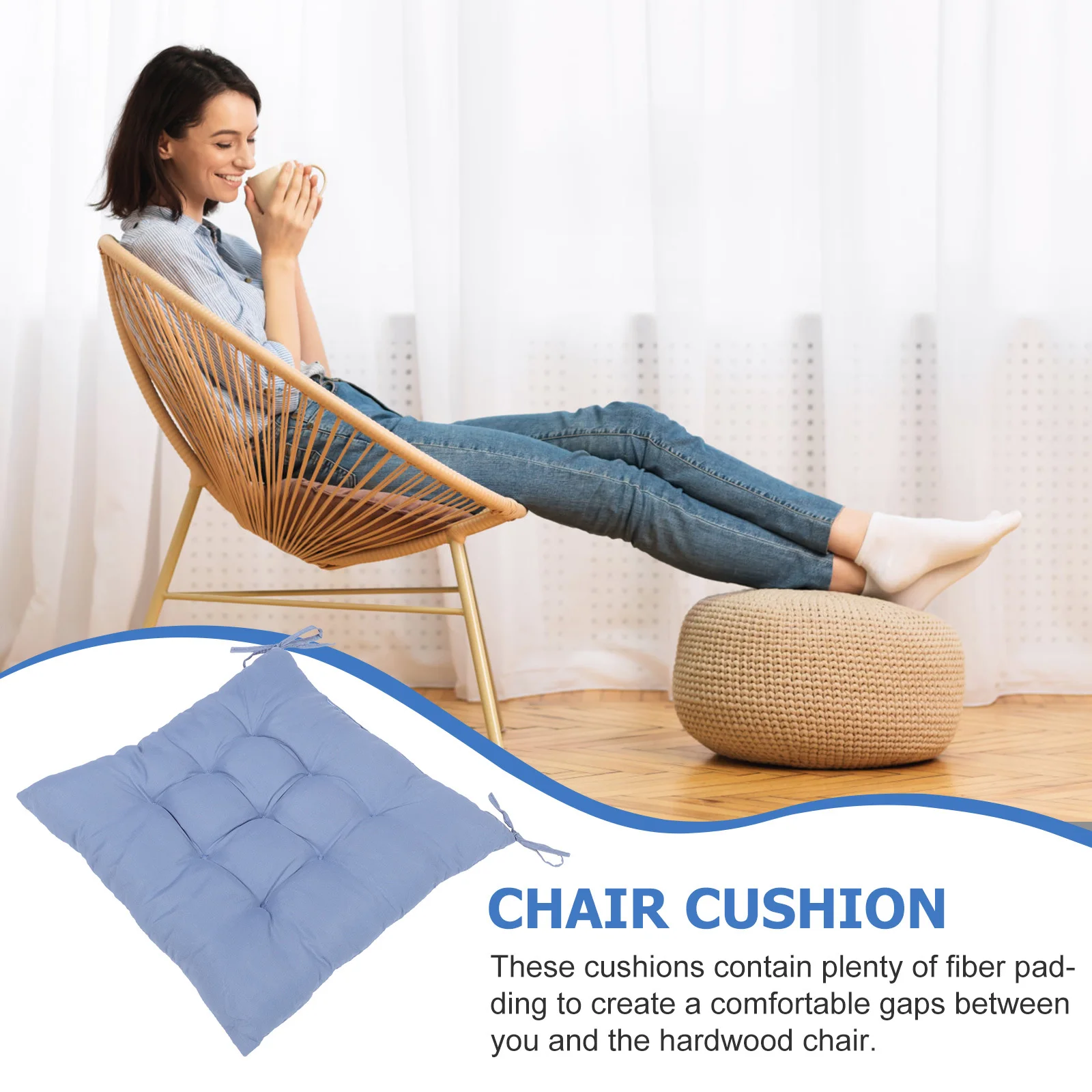 

Supple Cotton Thickened Seat Cushion Comfortable Stool Square Cushion for Rocking Chair Home Office Patio Home Accessory