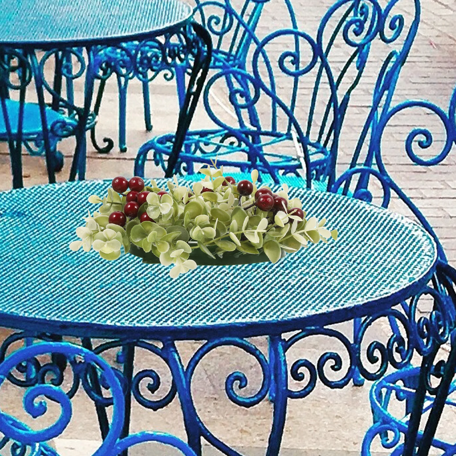 

2pcs Simulation Eucalyptus Rings Fake Leaf Wreath For Pillar Candles Table Decor Christmas Party Decoration Artificial