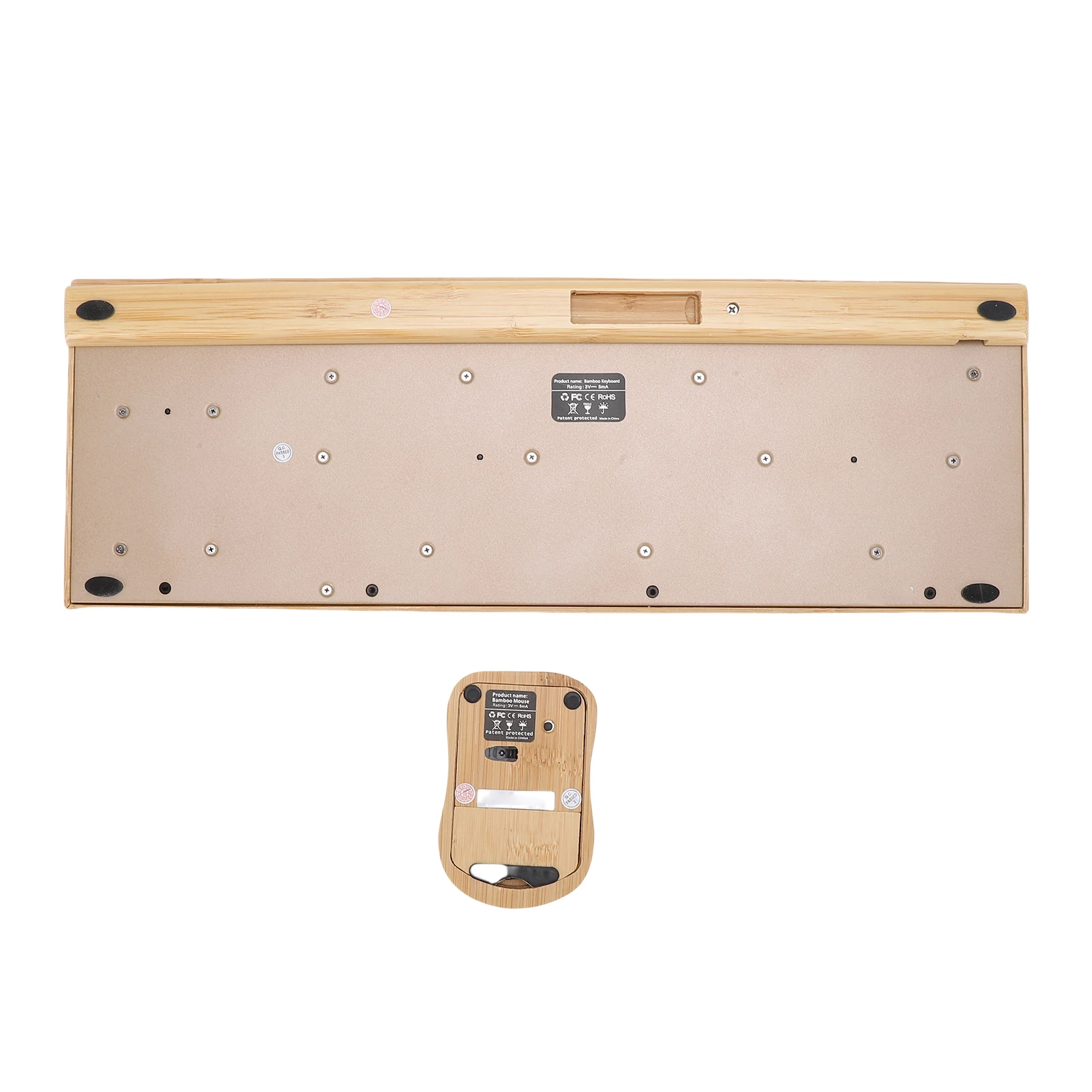 Bamboo Keyboard Mouse Combo 2.4G Wireless Keyboard Mouse Set Handcrafted Full Bamboo Keyboard and Mouse Combo with USB Receiver