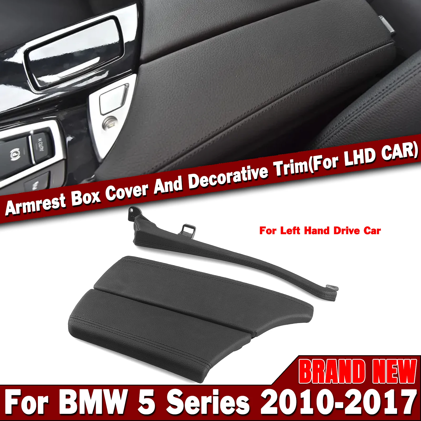 

Front Center Console Edge Trim Side Strip+Armrest Box Panel Cover Kit For BMW 5 Series F10 F11 F18 520 523 525 528 530 2010-2017