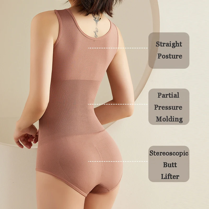 Large Size One Piece Body Shapewear Bodysuit Waist Trainer Women’s Corset Seamless Abdomen Pant Crotch Buckle Slimming Underwear