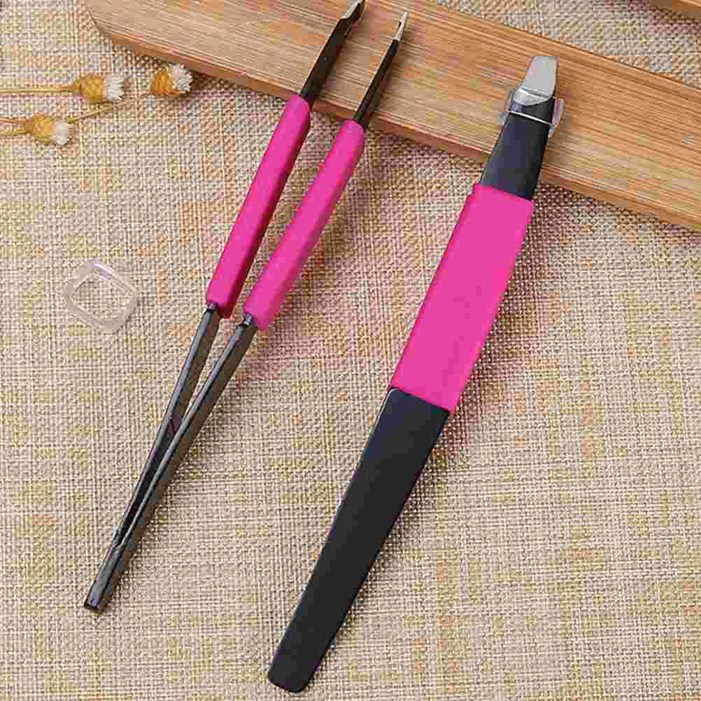 2 Pcs Eyebrows Kit Design Accessories Makeup Tools Scissors Professional Numbers for Plucking Steel Tweezers Clamp