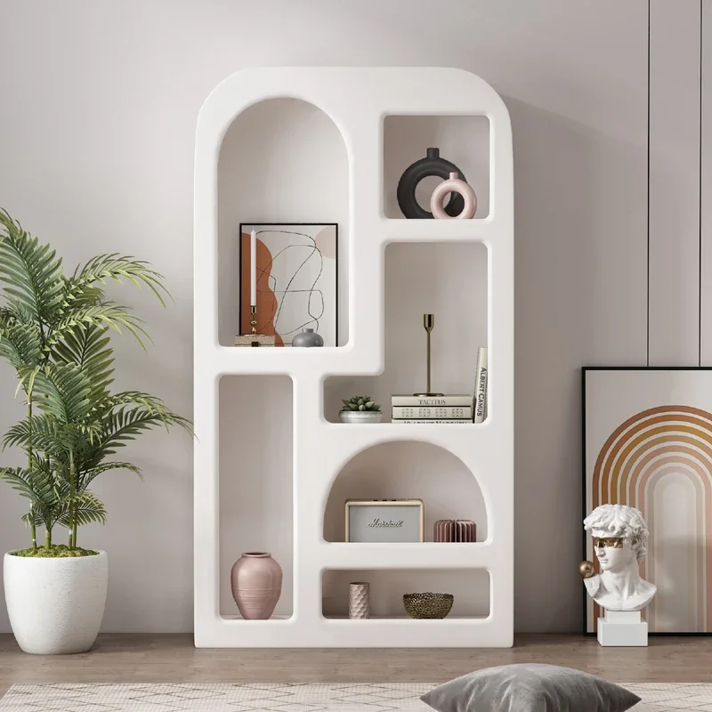 White Display Cabinet Product Display Cabinet Nordic Simple Living Room Arch Cave Storage Curio Cabinet Floor Bookcase