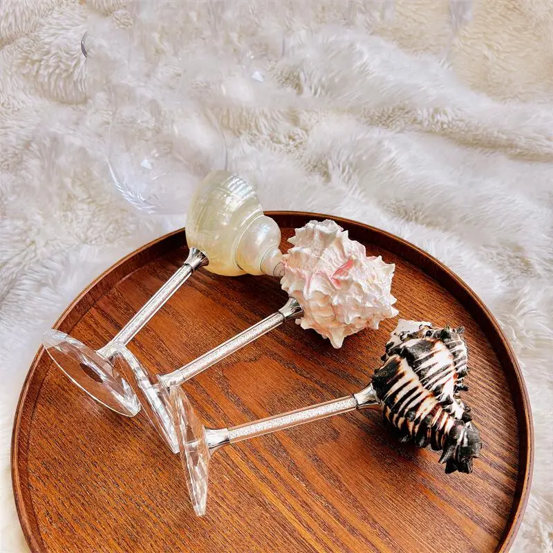 Handmade Shell wine glass conch cup design niche cocktail glass goblet ins style light luxury