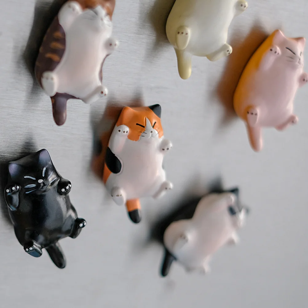 

2Pcs Magnetic Cat Refrigerator Stickers PVC Fridge Magnets Black White Decorative Kitchen Magnets for Office Whiteboards Walls