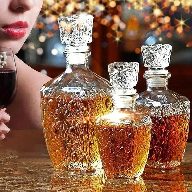 150/250/500/800ml Optional Crystal Glass Whiskey Liquor Wine Drinks Juice Transparent Bottle Wine Carafe Home Kitchen Tool