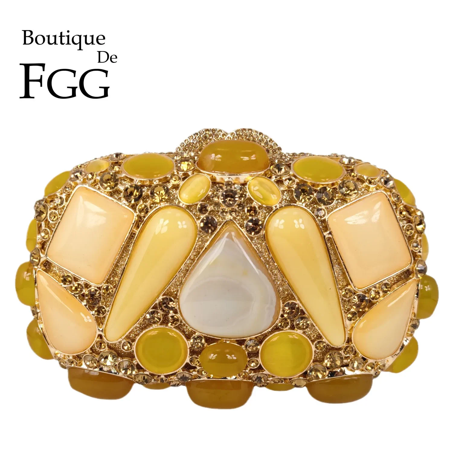 Boutique De FGG Natural Big Agate Stones Women Evening Bags and Clutches Formal Party Dinner Minaudiere Handbags and Purses