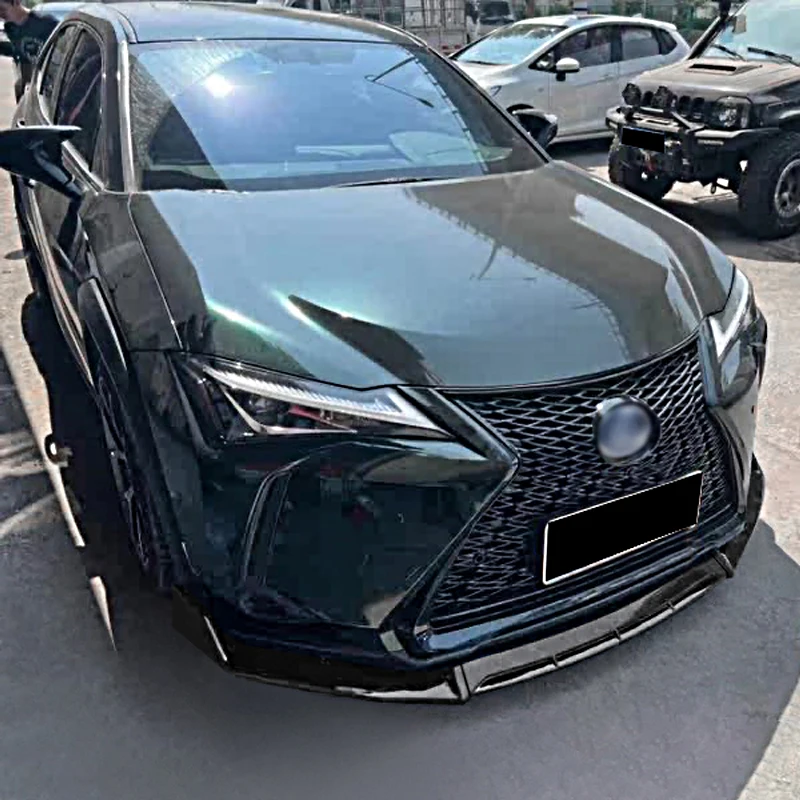 

For Lexus UX200 260 300 2019-2023 2021 Car Front Bumper Lip Body Kit Spoiler Chin Shovel Guard Carbon Fiber Look Accessories ABS