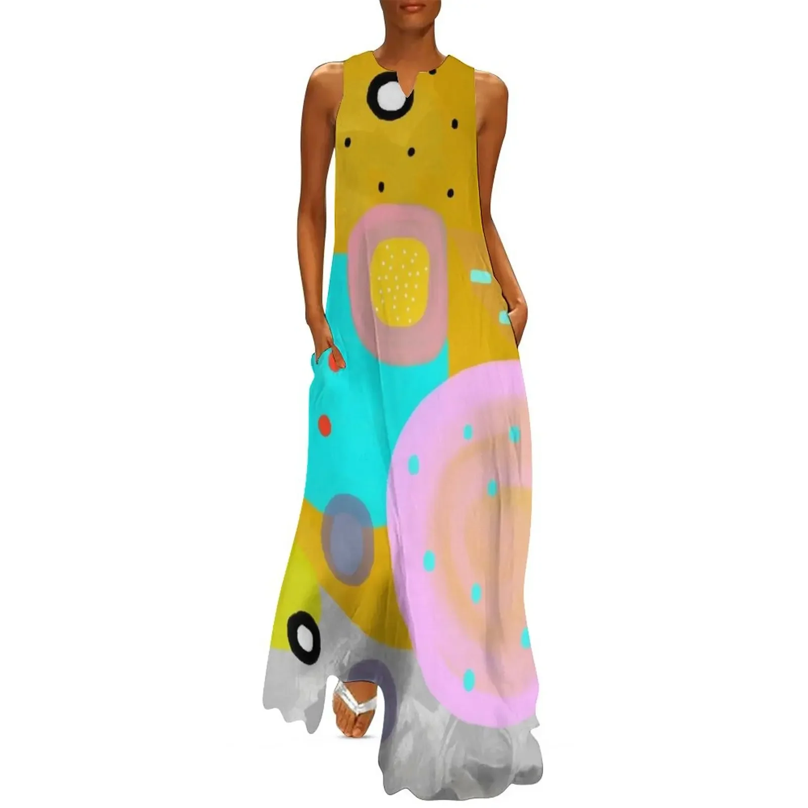 

Yellow Abstract Art Long Dress summer dress luxury evening dresses 2025 Dresses dresses with long sleeves Dress