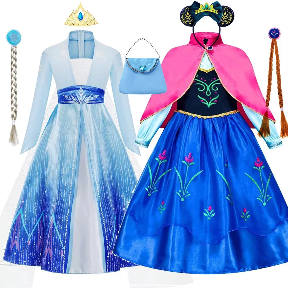 Girls Elsa Dress Halloween Kids Anna Costume Girl Performance Princess Dress Cosplay Dresses