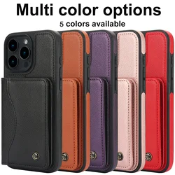 Business Cards Solt Wallet Leather Case For iPhone 16 Pro Max 15 Plus 14 13 12 11 XS Flip Stand RFID Holder Bag Pocket Cover