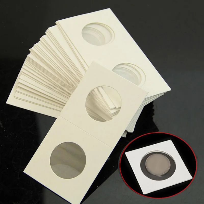 50PCS Square Cardboard Coin Holders Coin Supplies Coin Album Collection Lighthouse Stamp Coin Holders Cover Case Storage