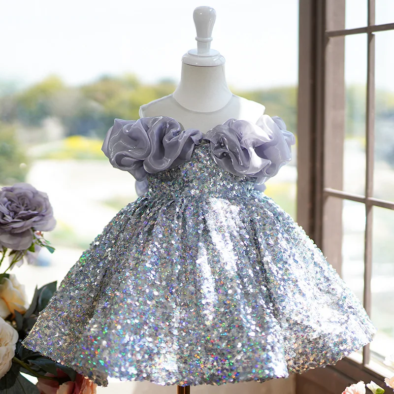 Children's princess  piano performance dress girls' birthday evening dressdress girls' high-end dress host catwalk