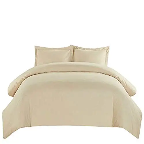 Duvet Cover 500 Thread Count 100% Cotton Queen Size, Button Closure, Soft and Cool, 3 Piece Full/Queen Duvet Cover Set