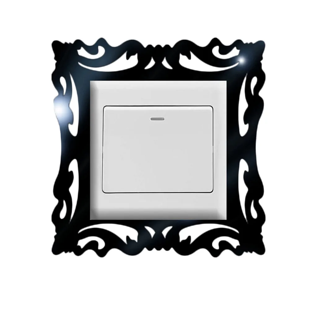 Self-Adhesive 3d Panels Wall Sticker Light Switch Cover Mirror Face Stickers On The Wall Home Room Decoration Photo Frame Shape