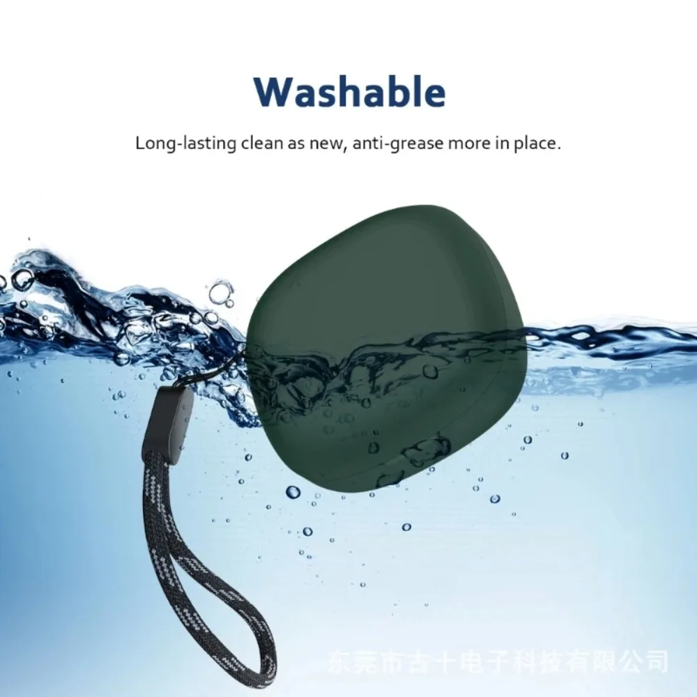 with Hanging Rope Silicone Case Dustproof Anti-fall Buds Cover Washable Soild Color for Anker Soundcore P20i/R50i