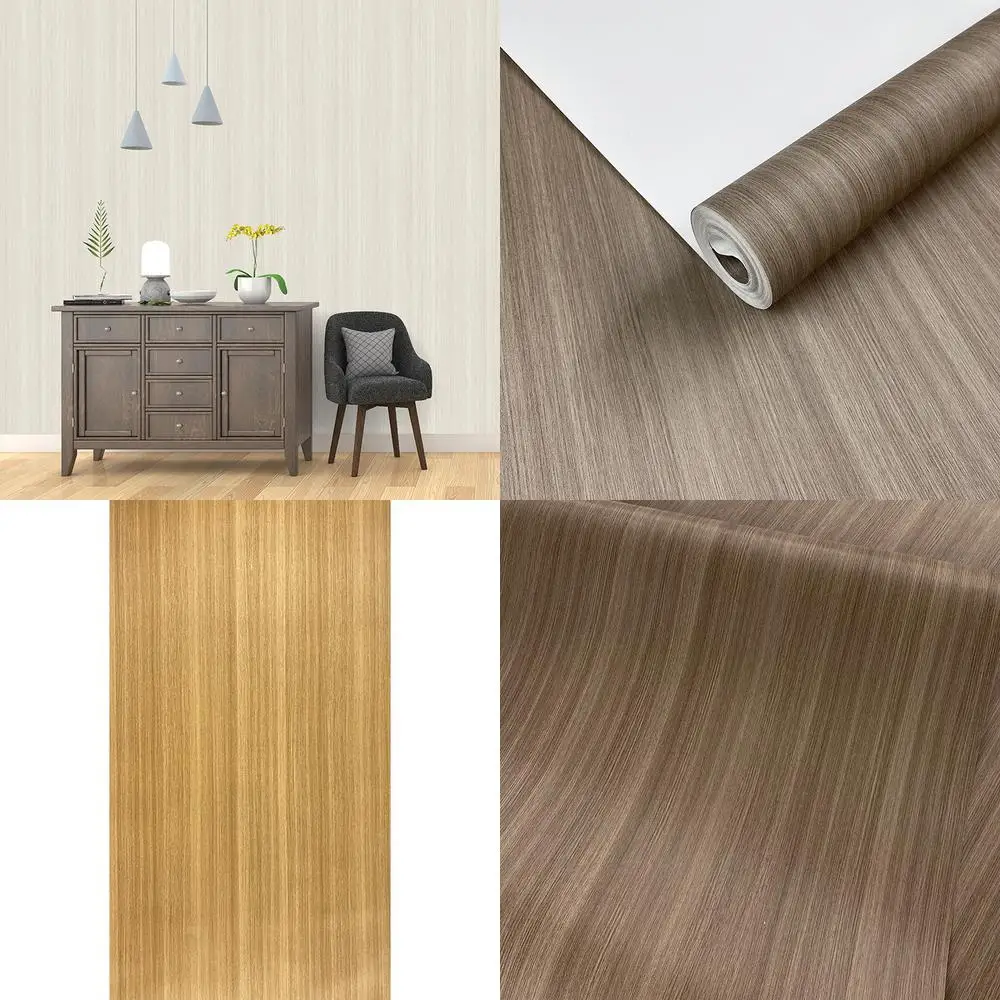 Chinese Style Simulated Wood Grain Decorative Wallpaper Natural Wood Color Study Tea Room Background Wall PVC Waterproof Non