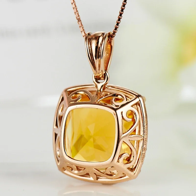 Natural citrine 18K Pure Gold Pendant Real AU 750 Solid Gold  Upscale Trendy Classic Party Fine Jewelry Hot Sell New 2025