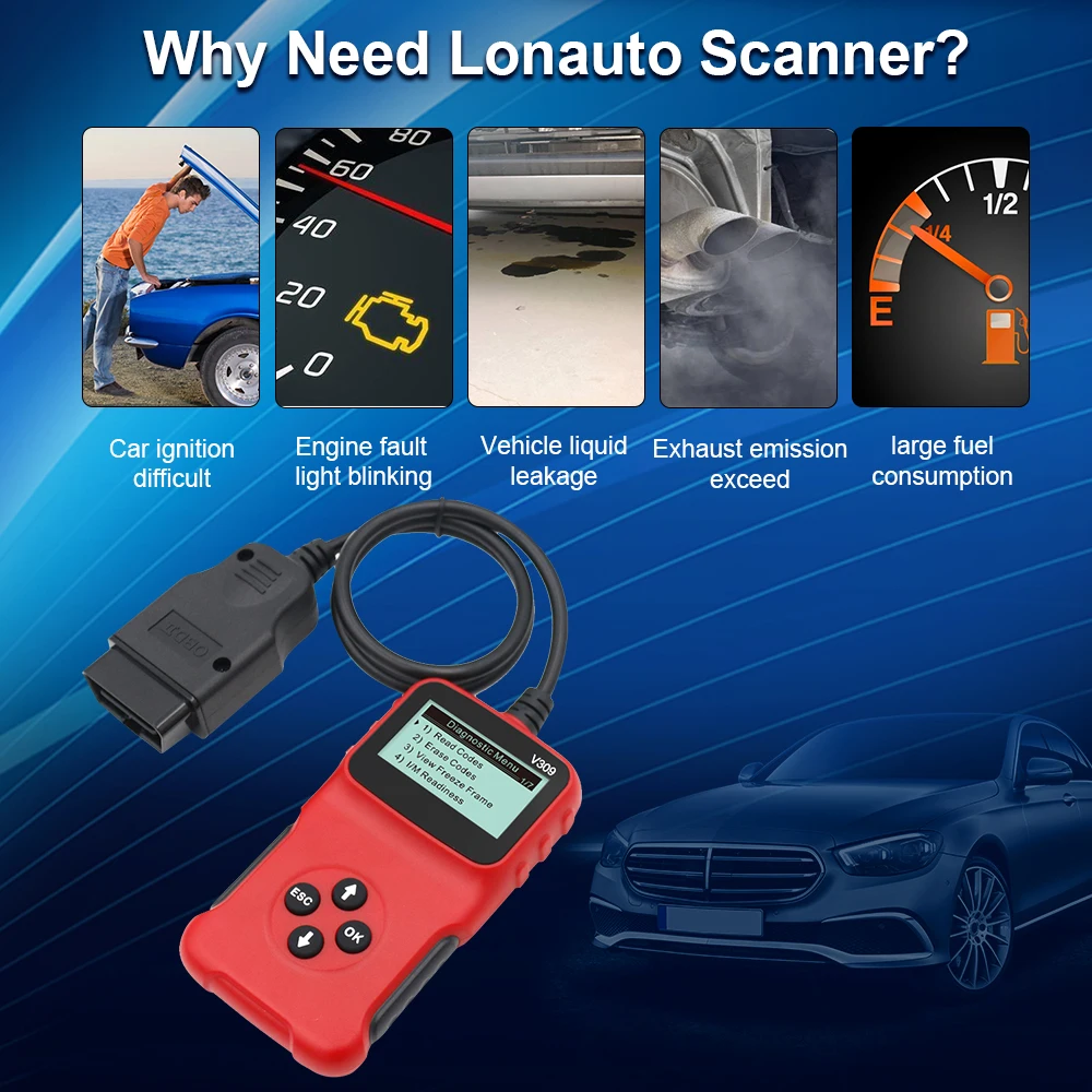 top sale Multifonctionnel car OBD Diagnostic Tool New V309 12V Auto Obd2 Code Reader Scan Automobile OBD Support 10 Languages