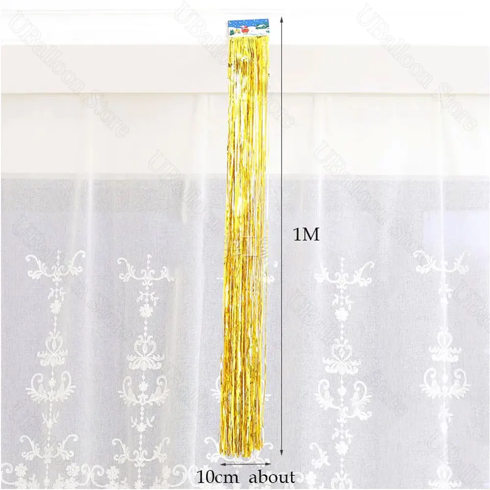 2/5Pcs Gold 4D Round Balloons with Tassel Tail Metal Gold Round Foil Helium Balloons for Birthday Christmas Wedding Decorations