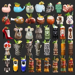 Hawaiian Ceramic Mug Creative Cocktail Glasses Cups Tiki Mugs Funny Beer Mug Personalized Zombie Mugs Bar Kitchen Accessories