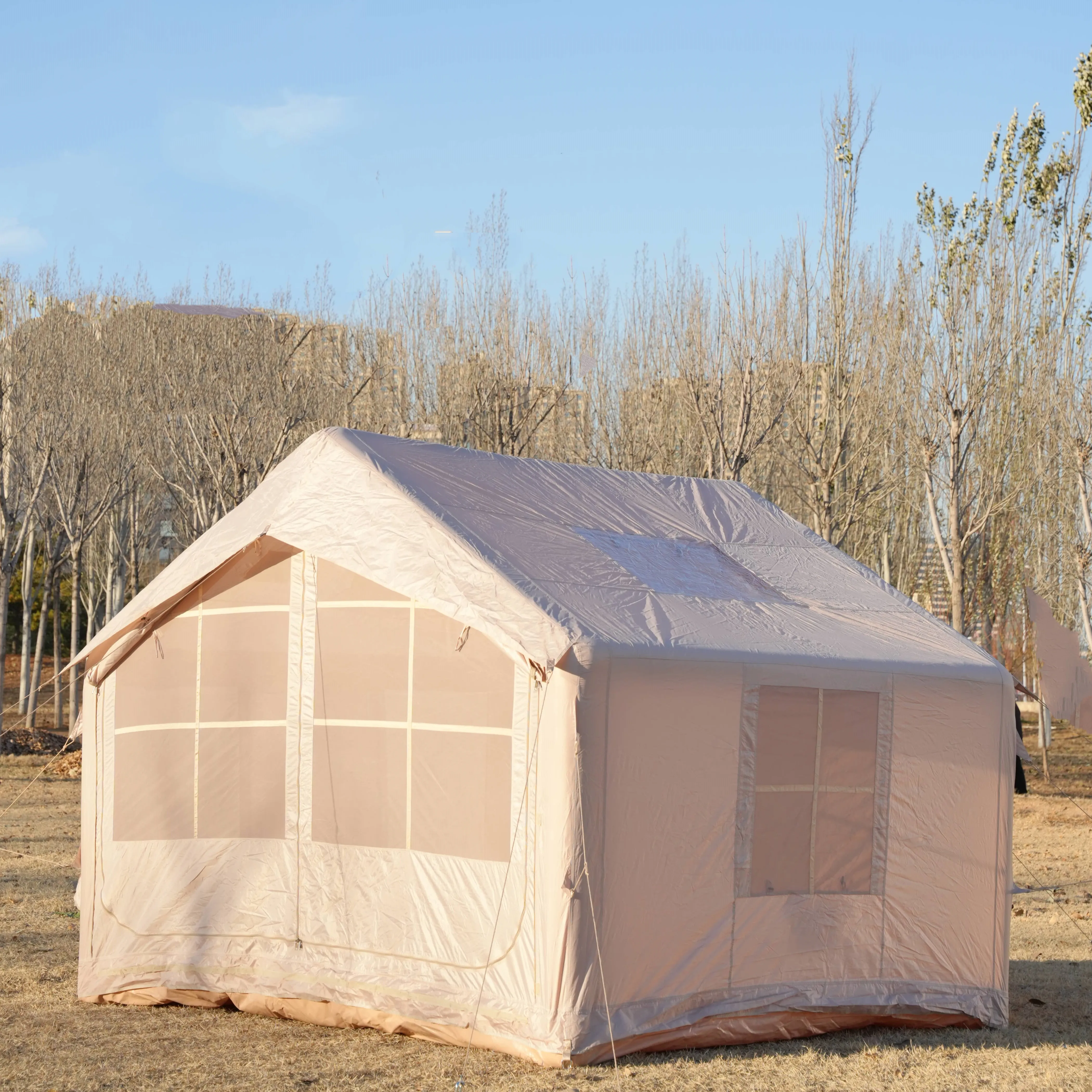 

Portable Oxford Fabric Camping Tent Quick-Open Inflatable Rainproof Thickened One Bedroom Four-season Outdoor Home Use Cabin