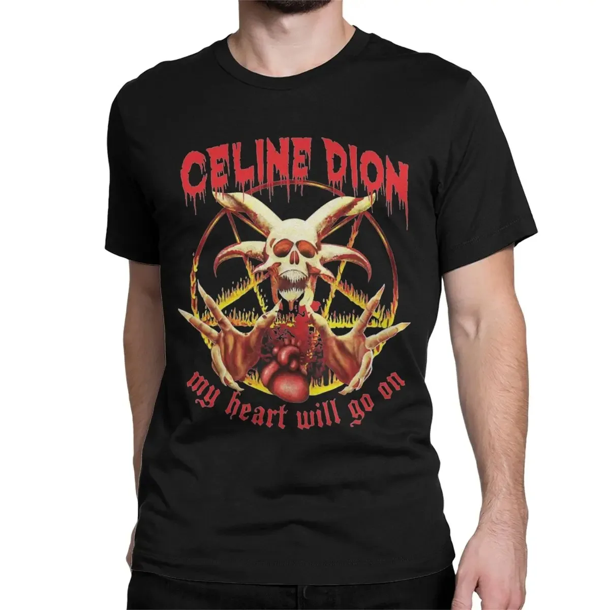 Celine Dion My Heart Will Go on Metal T Shirt Men Women's Cotton T-Shirts Crew Neck Titanic Rock Tees Short Sleeve Tops Big Size