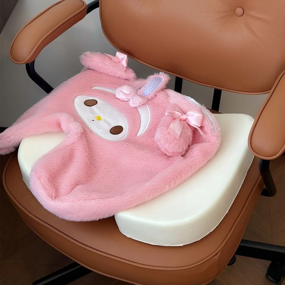หมอนรองนั่งและพนักพิงหลัง Sanrio My Melody ทำจากผ้าฝ้ายเนื้อนุ่ม ใช้ได้กับเก้าอี้สำนักงาน นุ่มสบาย ซักได้ เหมาะสำหรับเป็นของขวัญ