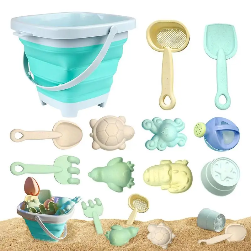 

Beach Sand Play Set Beach Toys For Kids With Foldable Bucket And Animal Mold Beach Sand Bucket Set Toy Parent-Child Interaction