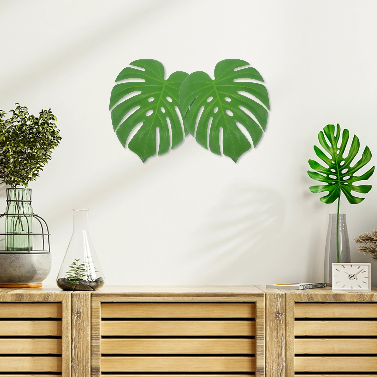 

6pcs Artificial Tropical Leaves Fake Palm Leaves For Hawaiian Party Decor Monstera Leaf Simulation Leaf Adornment Home Garden