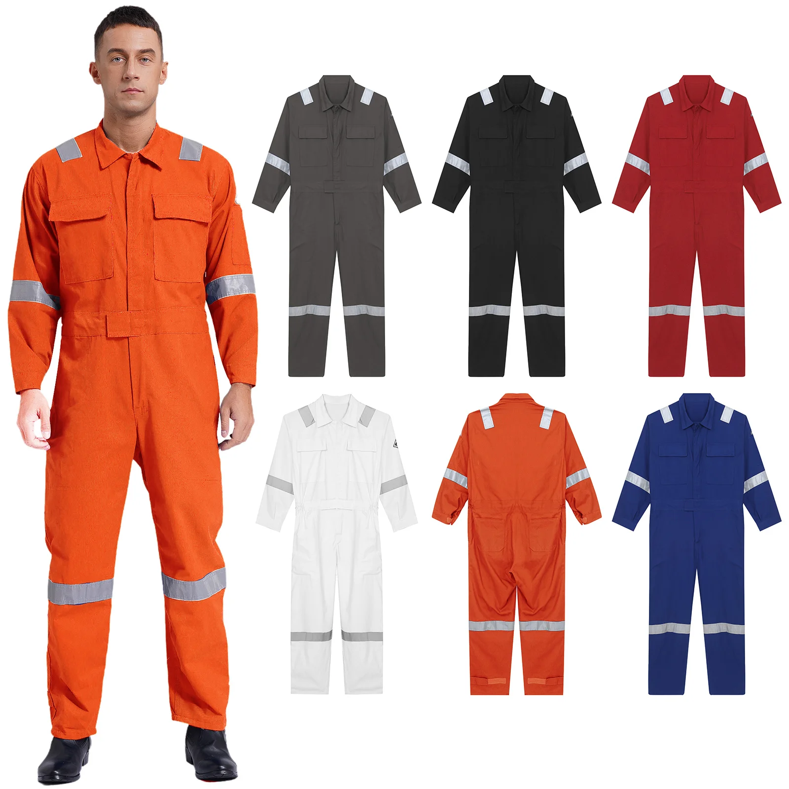 Mens Unisex 100% Cotton Work Overalls One-piece Jumpsuit Dustproof Workshop Uniforms Dungarees Multi-pocket Coveralls Work Wear